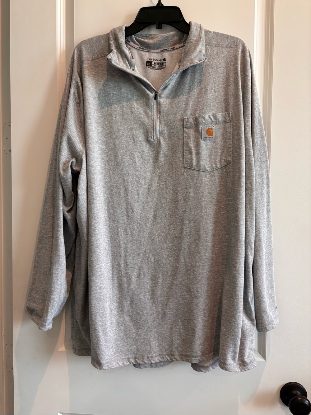 Carhartt Force Relaxed Fit Quarter Zip Shirt Gray Men’s 3XL